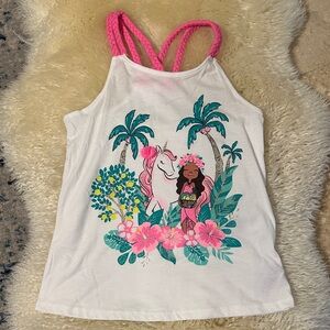 Cynthia Rowley White Tank Top with Pink and Green Tropical Print